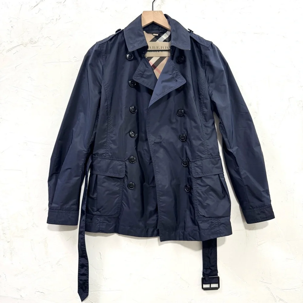 Burberry Brit Navy Belted Short Trench Coat - Picture 5 of 12